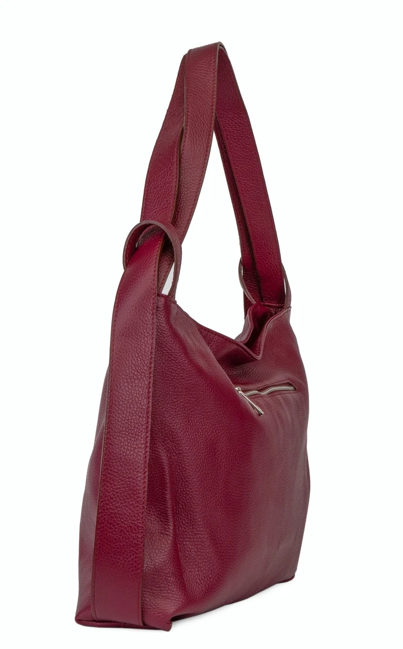 Sac à main convertible en cuir grainé SOHO Bordeaux