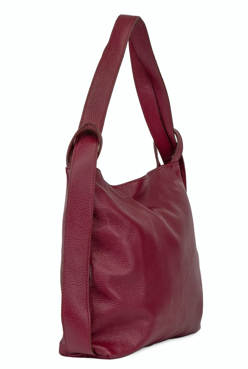 Sac à main convertible en cuir grainé SOHO Bordeaux