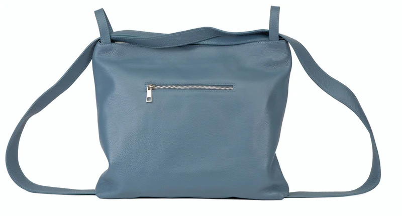 Sac à main convertible en cuir grainé SOHO Bleu glacier