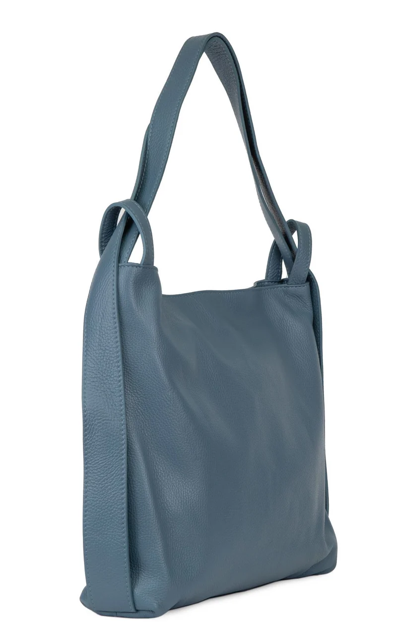 Sac à main convertible en cuir grainé SOHO Bleu glacier