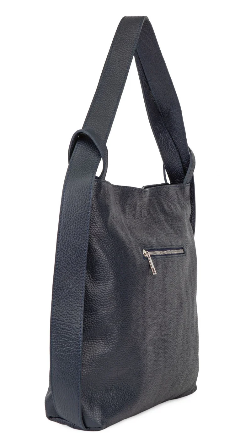 Sac à main convertible en cuir grainé SOHO Bleu marine