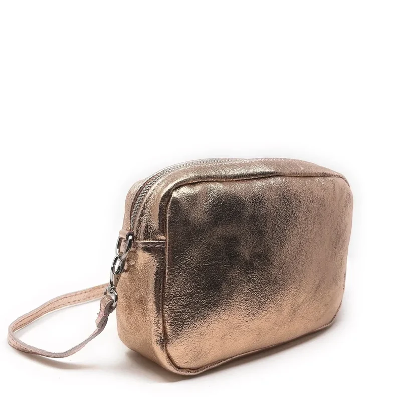 Sac trotteur à bandoulière en cuir irisé LITTLE SEVILLE Rose gold