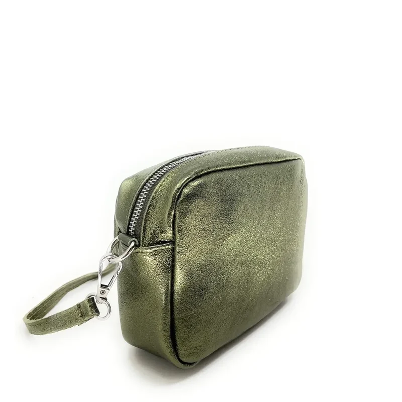 Sac trotteur à bandoulière en cuir irisé LITTLE SEVILLE Kaki irisé