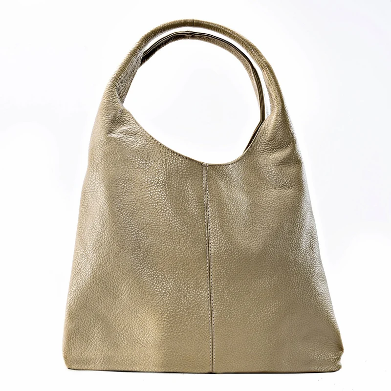 Sac porté épaule en cuir grainé BOSTON Taupe clair