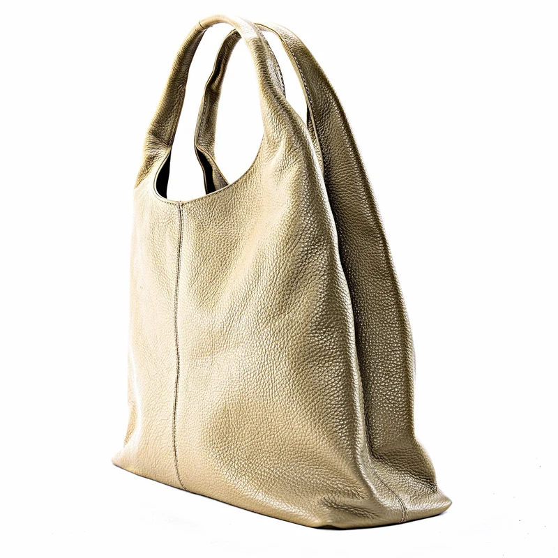 Sac porté épaule en cuir grainé BOSTON Taupe clair