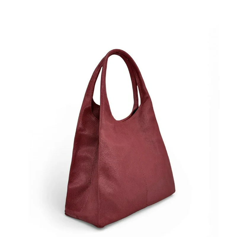 Sac porté épaule en cuir grainé BOSTON Rouge bordeaux