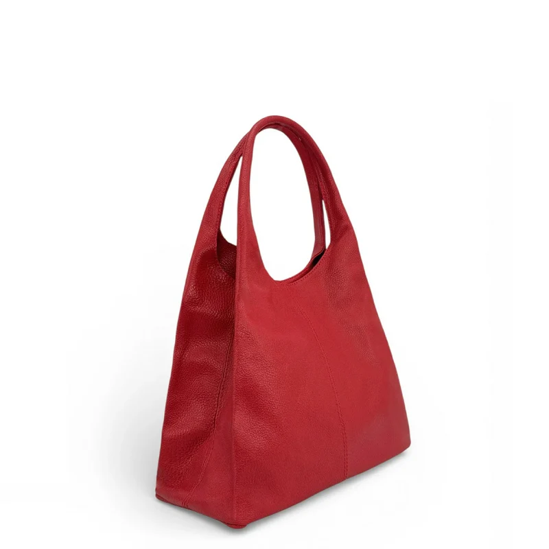 Sac porté épaule en cuir grainé BOSTON Rouge garance