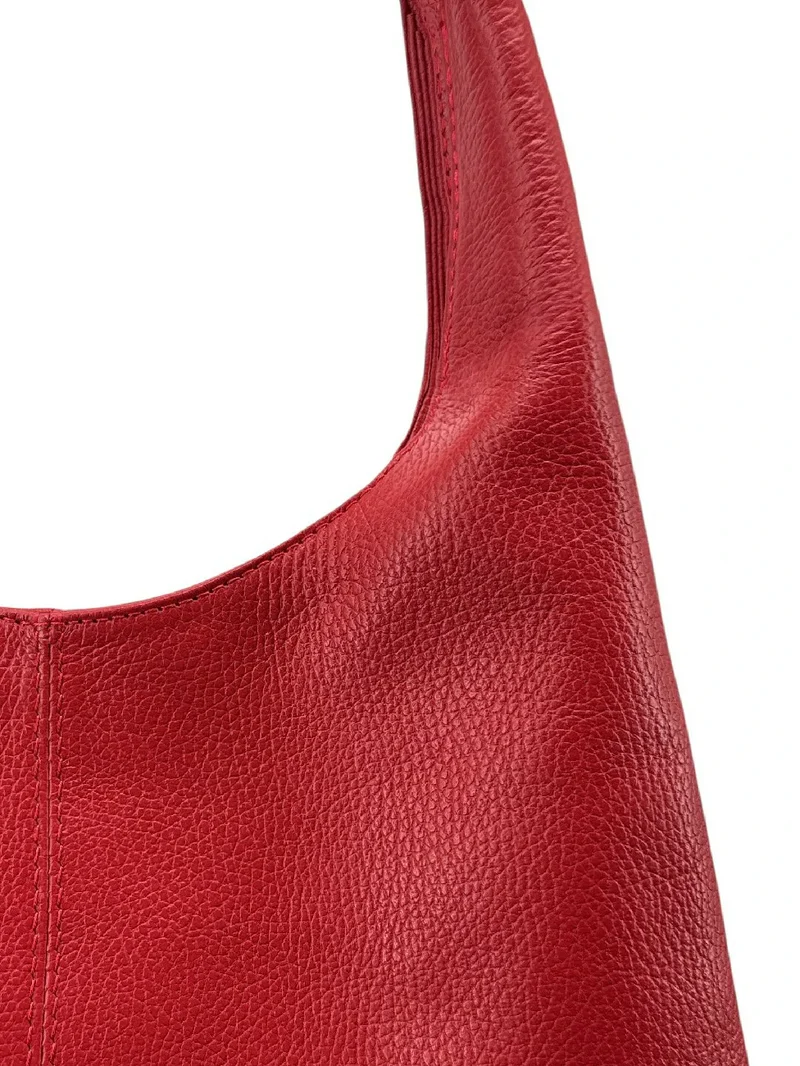 Sac porté épaule en cuir grainé BOSTON Rouge garance