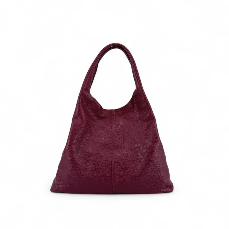 Sac porté épaule en cuir grainé BOSTON Prune