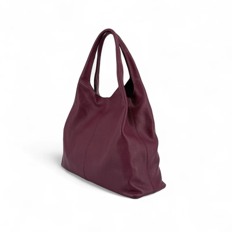 Sac porté épaule en cuir grainé BOSTON Prune