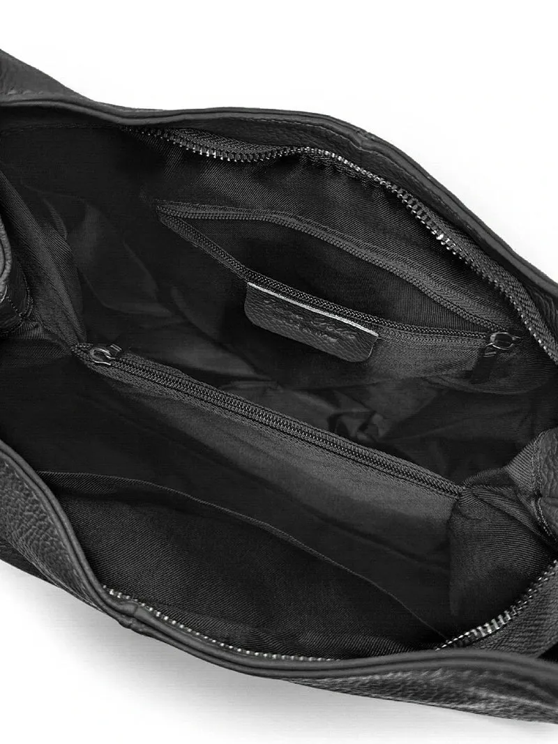 Sac porté épaule en cuir grainé BOSTON Noir