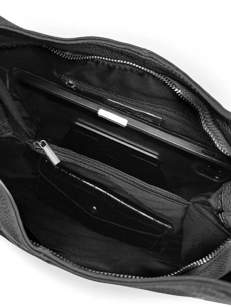 Sac porté épaule en cuir grainé BOSTON Noir