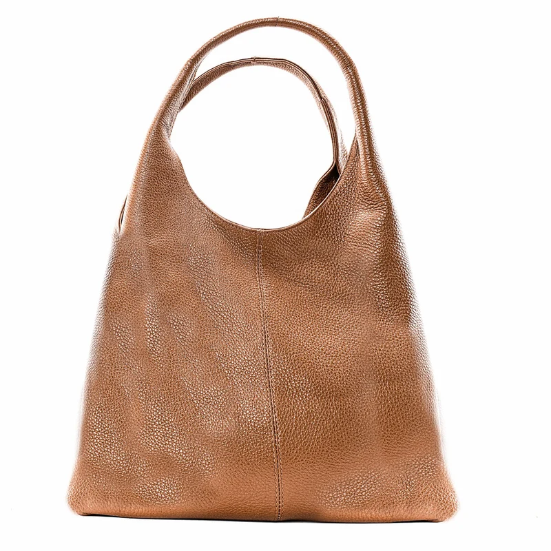 Sac porté épaule en cuir grainé BOSTON Cognac foncé