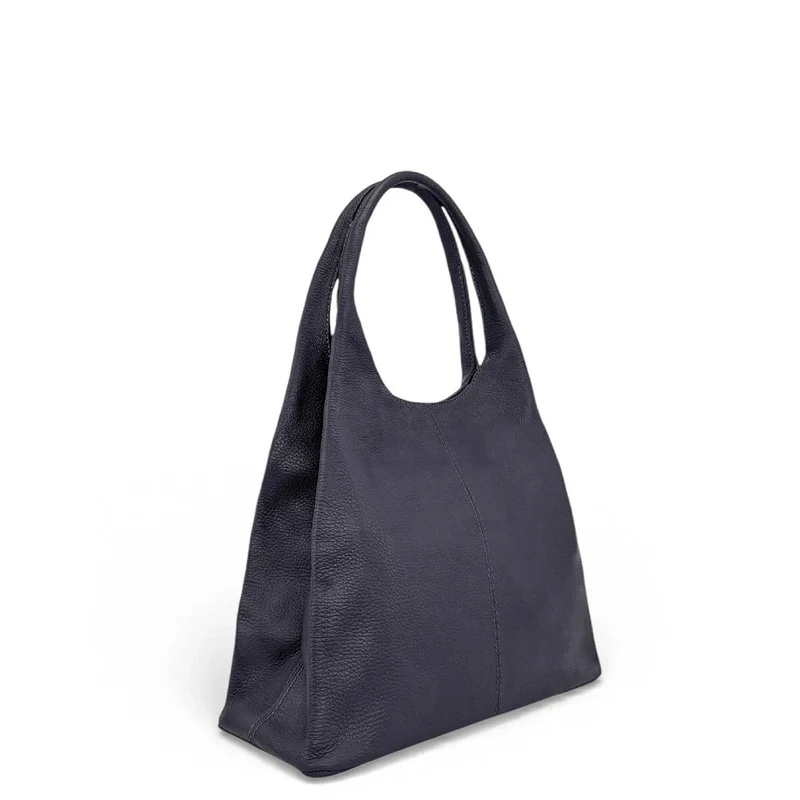 Sac porté épaule en cuir grainé BOSTON Bleu marine