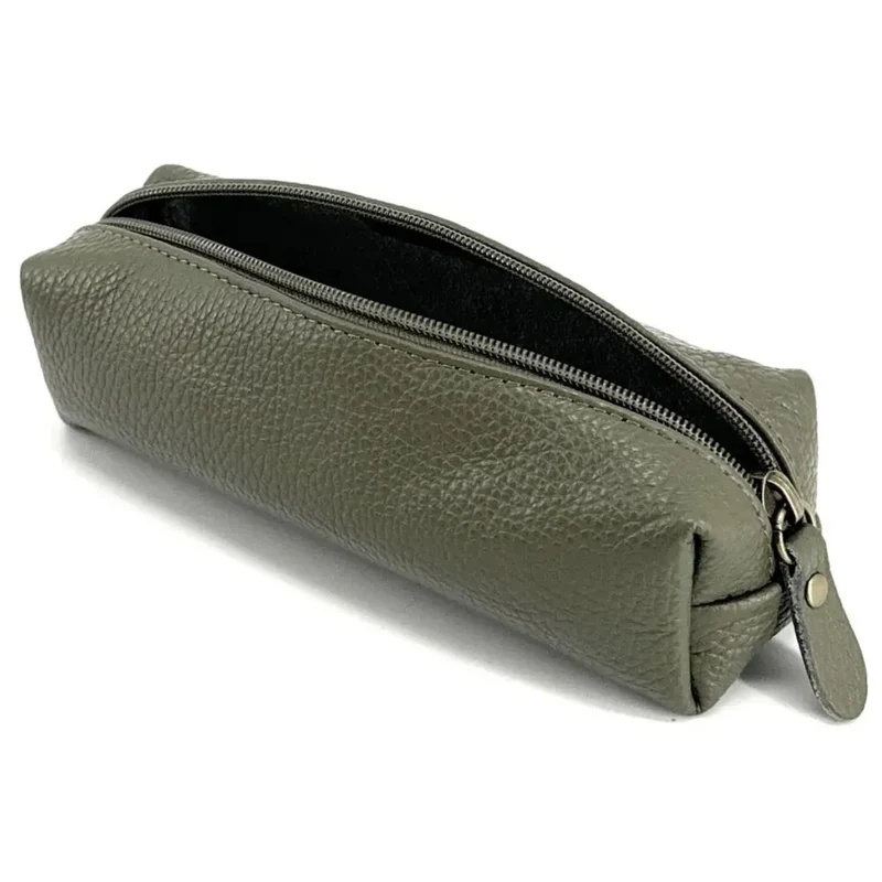 Trousse en cuir grainé TICTOC Vert kaki