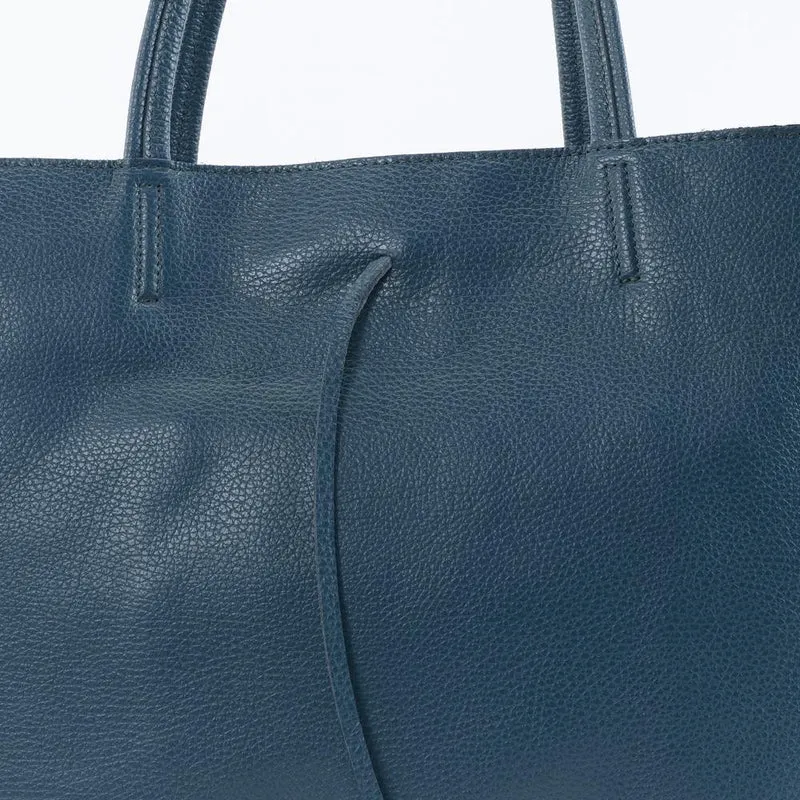 Sac cabas en cuir grainé HOBART Bleu vert canard