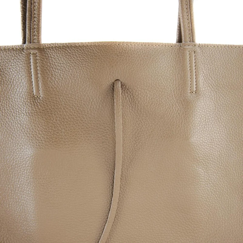 Sac cabas en cuir grainé HOBART Taupe foncé