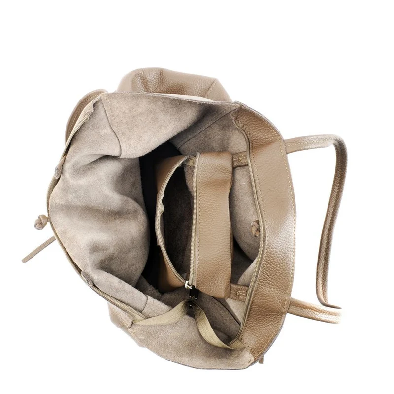 Sac cabas en cuir grainé HOBART Taupe foncé