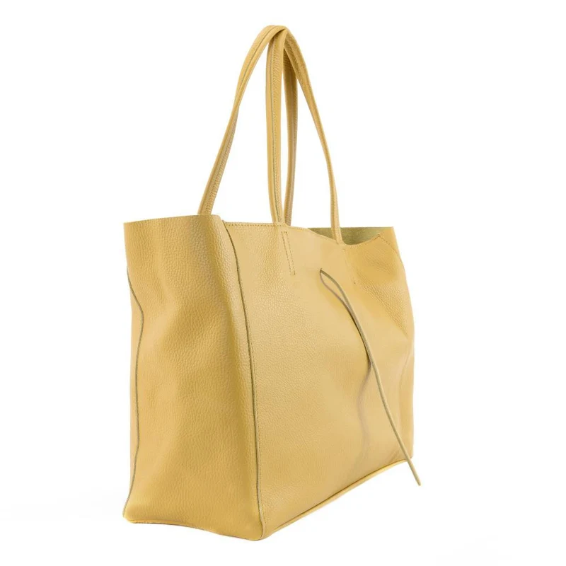 Sac cabas en cuir grainé HOBART Jaune Moutarde