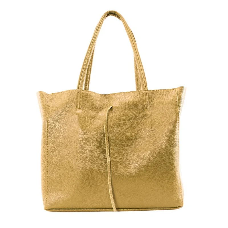 Sac cabas en cuir grainé HOBART Jaune Moutarde