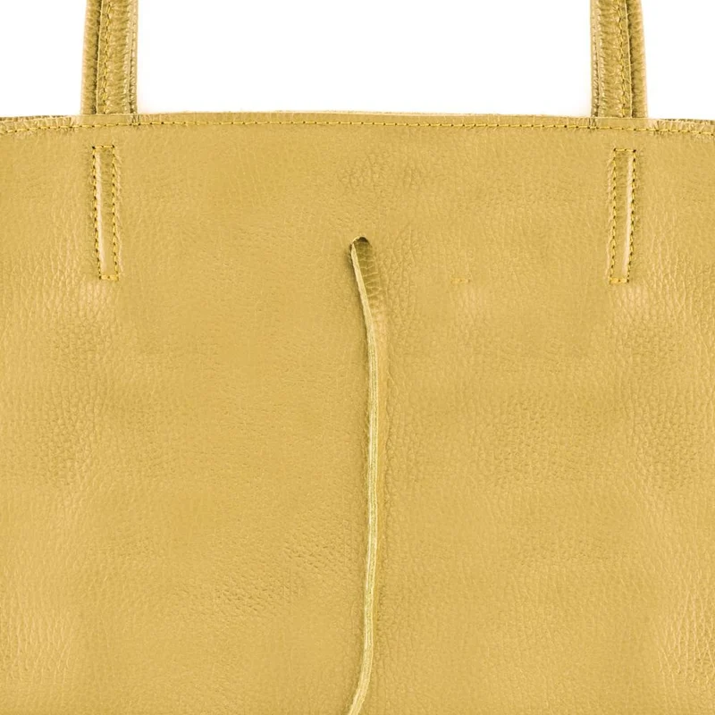 Sac cabas en cuir grainé HOBART Jaune Moutarde