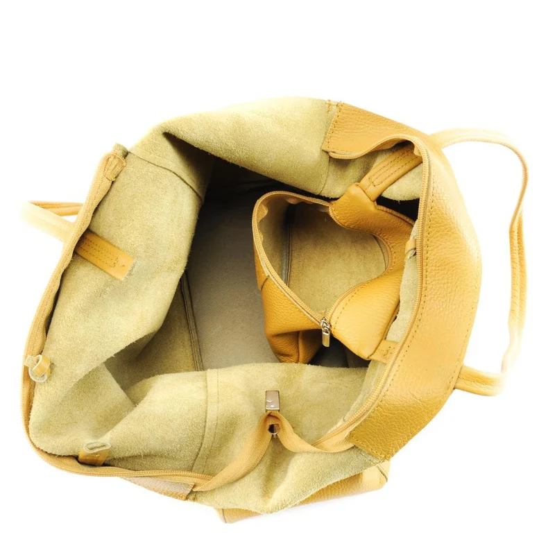 Sac cabas en cuir grainé HOBART Jaune Moutarde