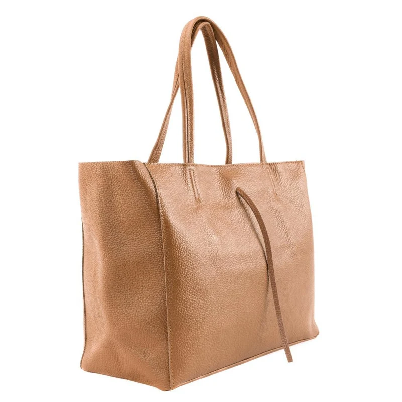 Sac cabas en cuir grainé HOBART Marron cognac foncé