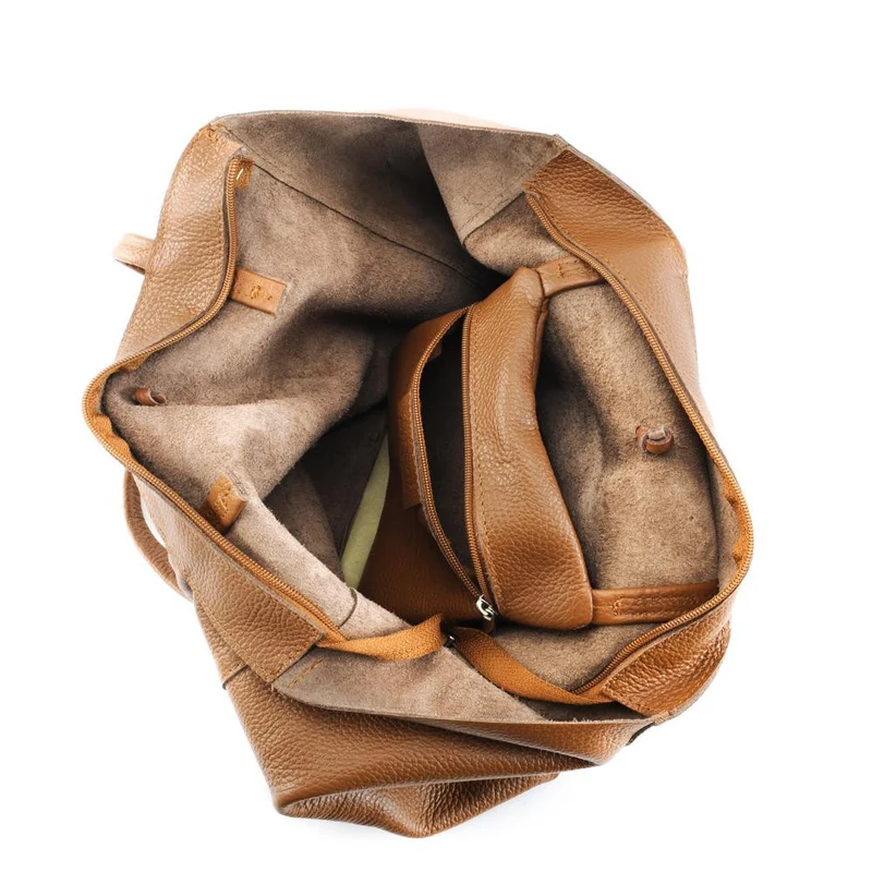 Sac cabas en cuir grainé HOBART Marron cognac foncé