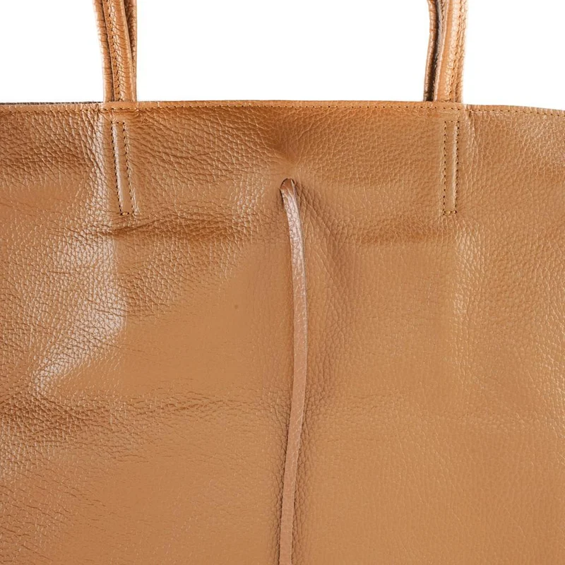 Sac cabas en cuir grainé HOBART Marron cognac foncé