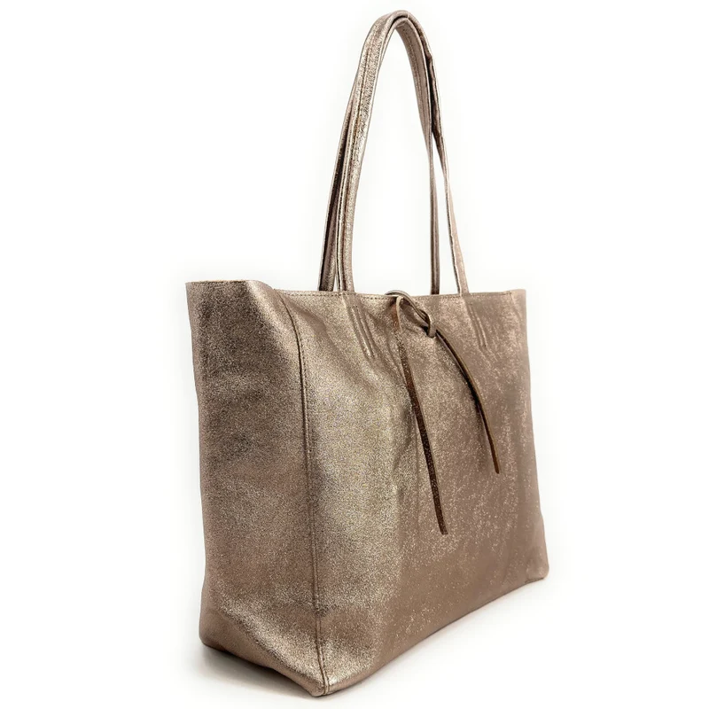 Sac cabas en cuir métallisé HOBART Champagne irisé