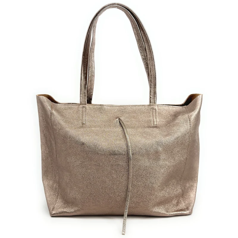 Sac cabas en cuir métallisé HOBART Champagne irisé