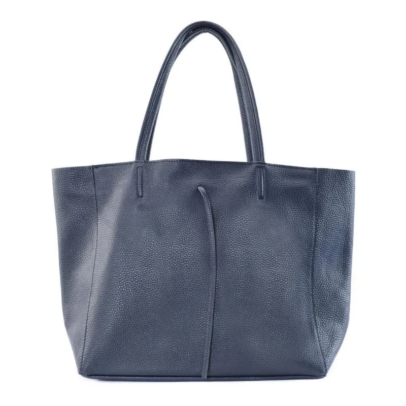 Sac cabas en cuir grainé HOBART Bleu marine