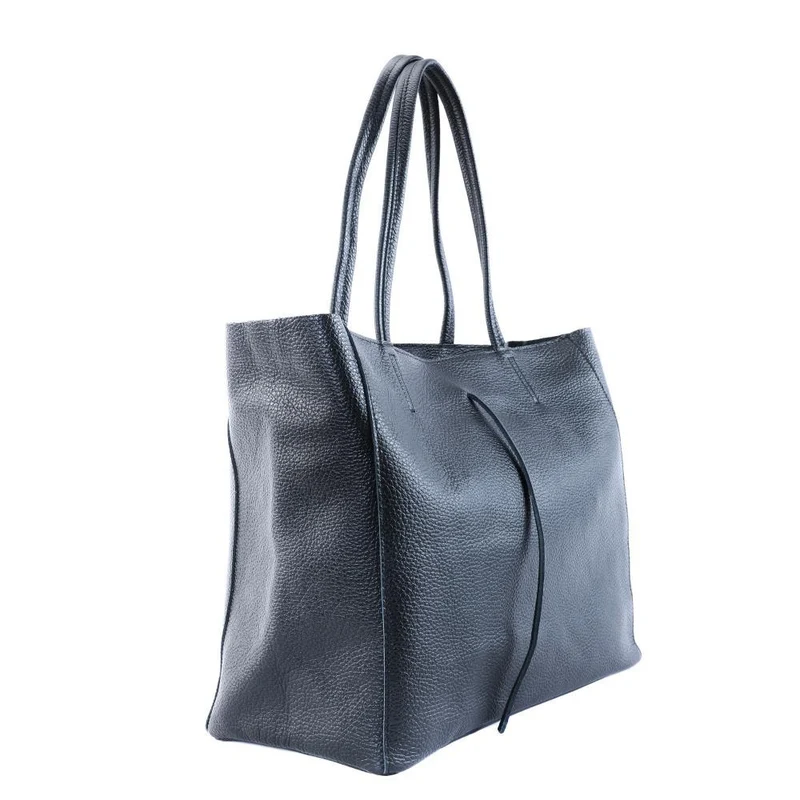 Sac cabas en cuir grainé HOBART Bleu marine