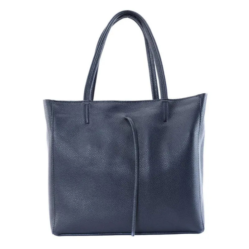 Sac cabas en cuir grainé HOBART Bleu marine