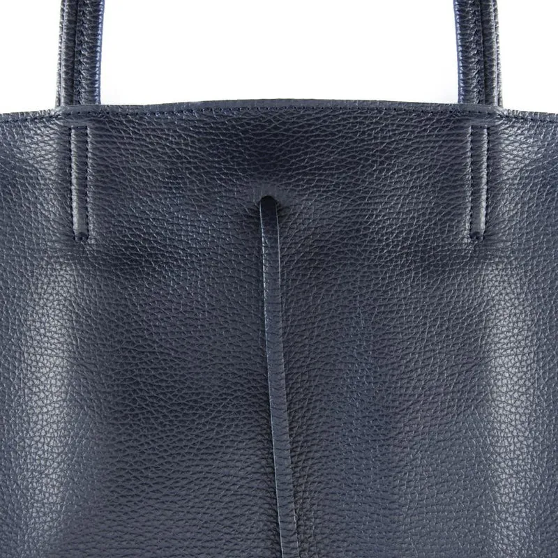 Sac cabas en cuir grainé HOBART Bleu marine