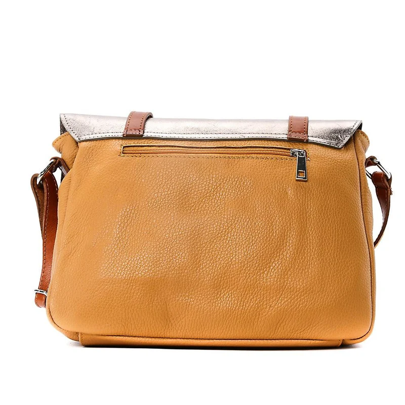Sac bandoulière en cuir grainé et irisé BONIFACIO Camel