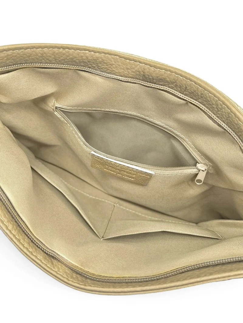 Sac bandoulière en cuir grainé COQUETTE Taupe clair
