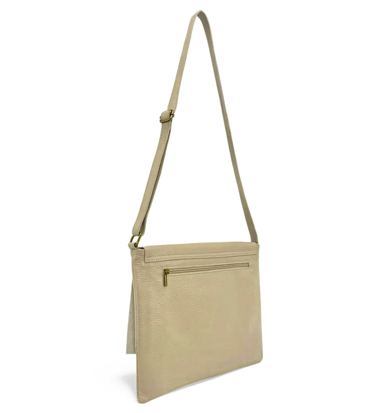 Sac bandoulière en cuir grainé COQUETTE Taupe clair
