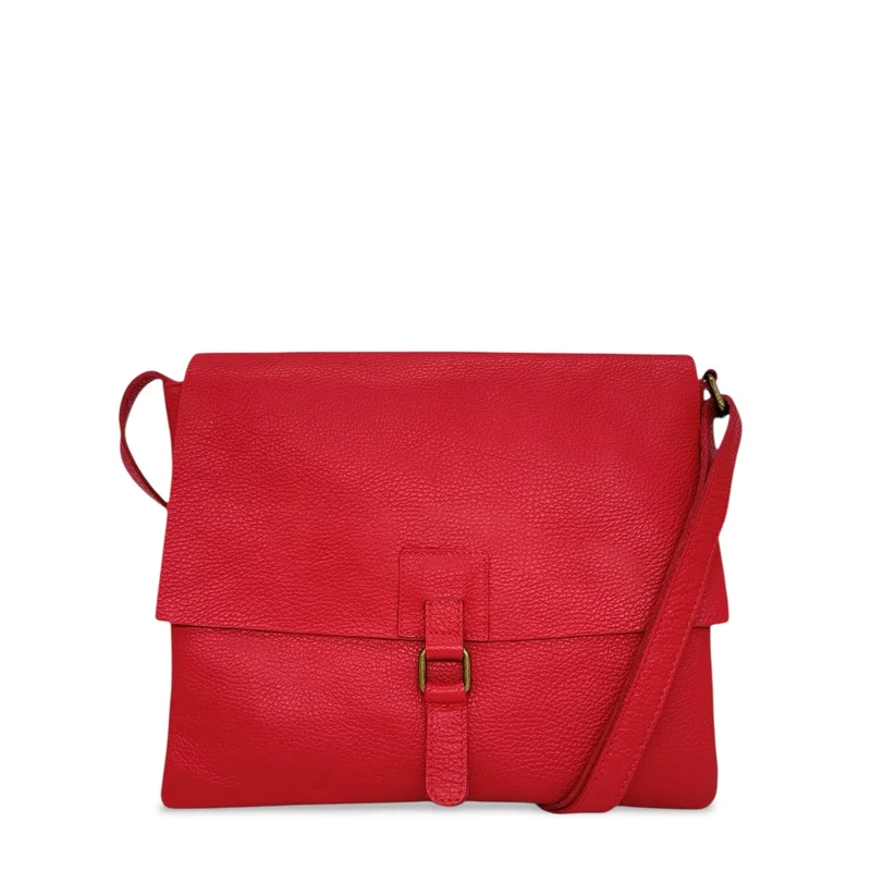 Sac bandoulière en cuir grainé COQUETTE Rouge garance