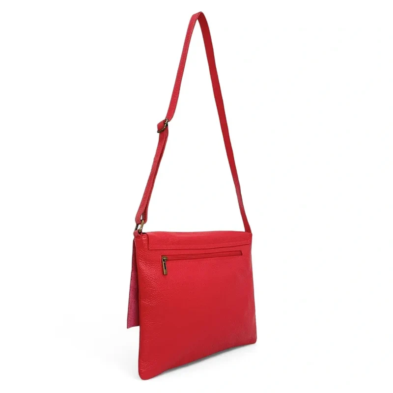 Sac bandoulière en cuir grainé COQUETTE Rouge garance
