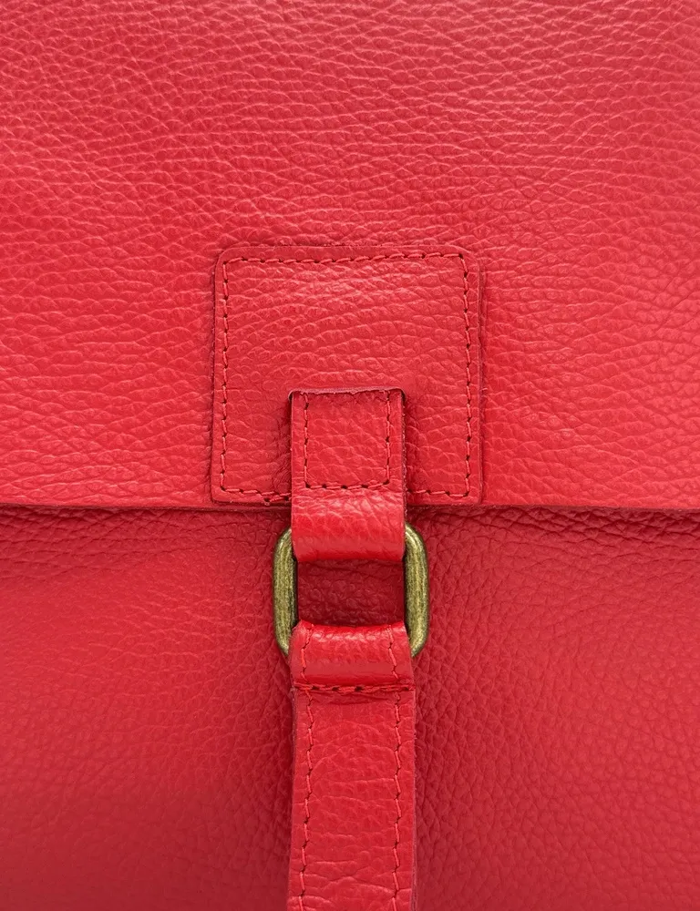 Sac bandoulière en cuir grainé COQUETTE Rouge garance
