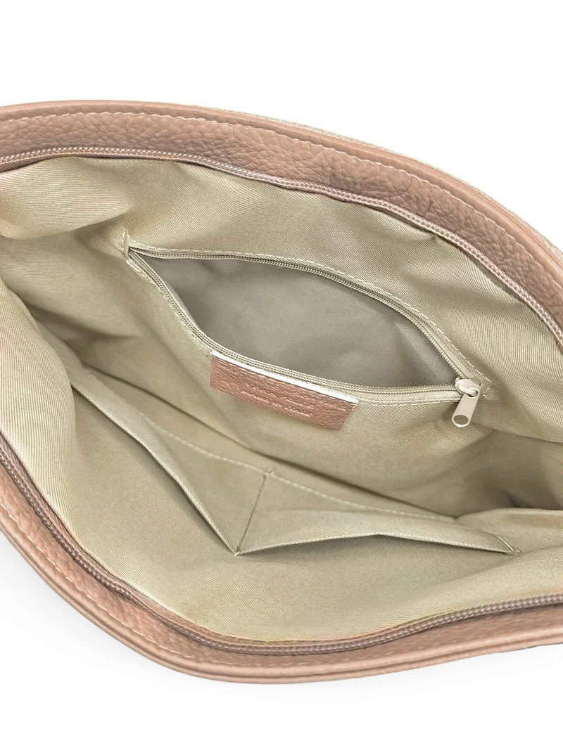 Sac bandoulière en cuir grainé COQUETTE Rose nude
