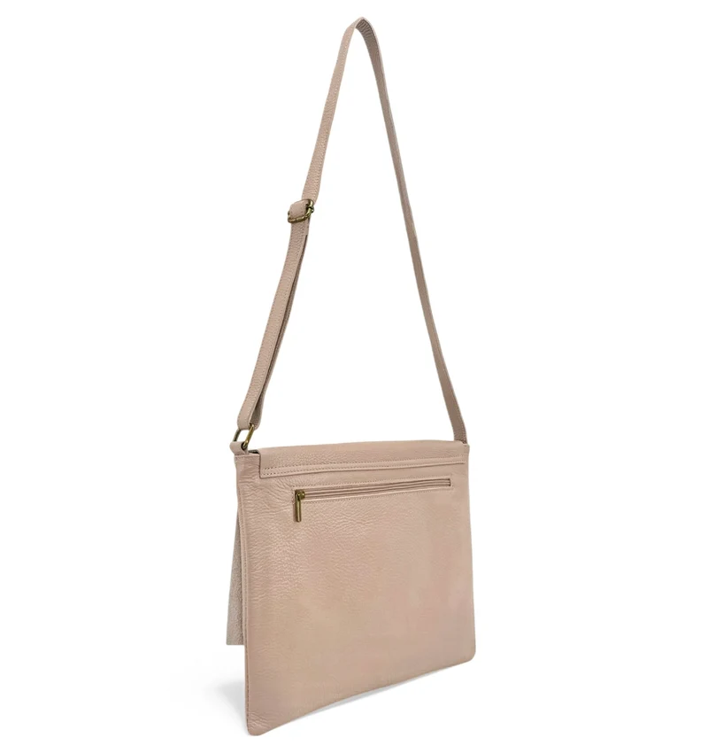 Sac bandoulière en cuir grainé COQUETTE Rose nude