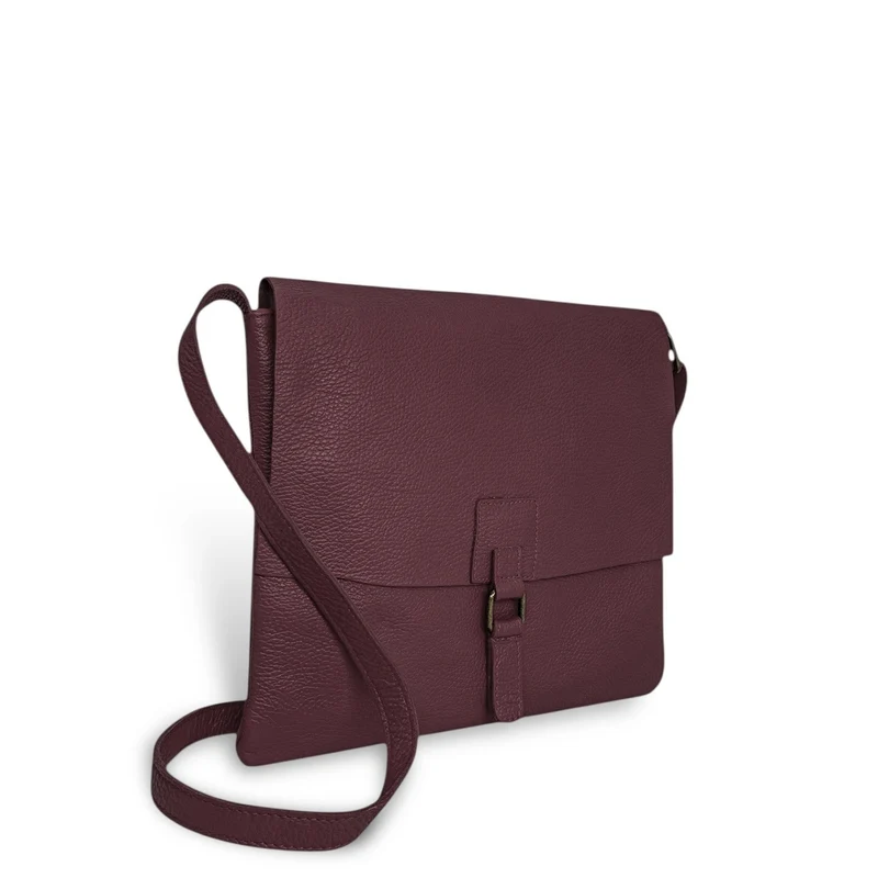 Sac bandoulière en cuir grainé COQUETTE Prune
