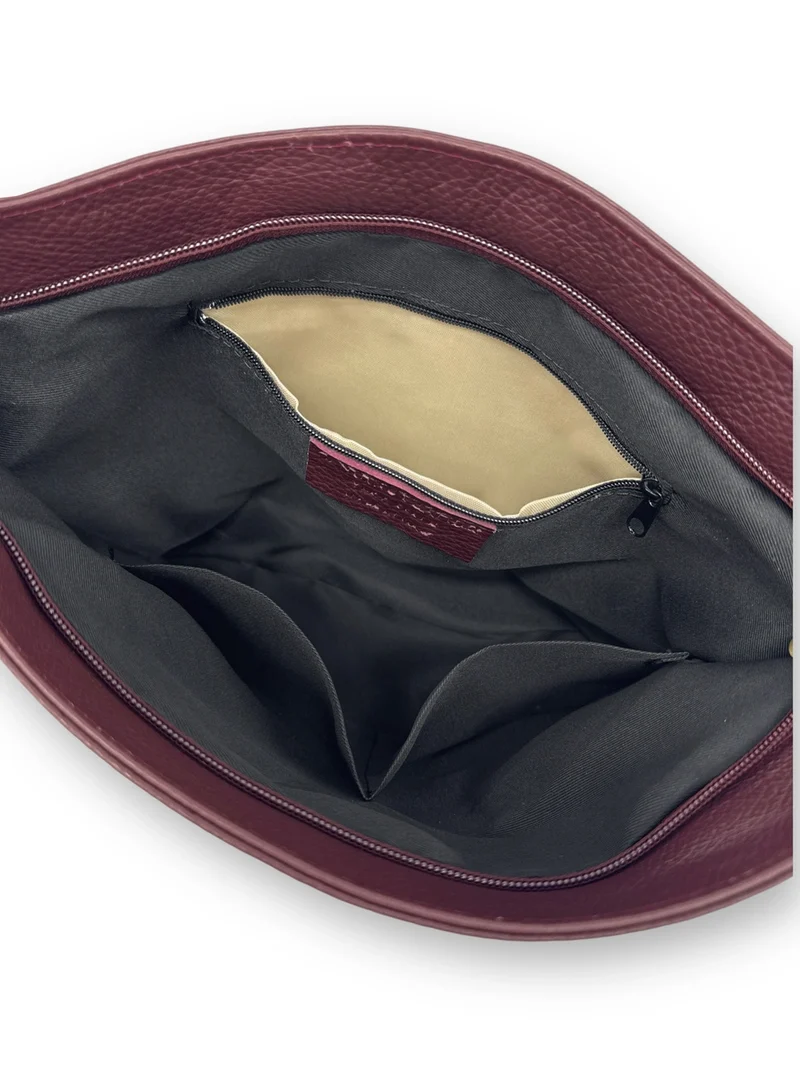 Sac bandoulière en cuir grainé COQUETTE Prune