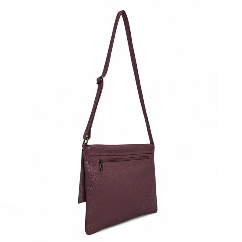 Sac bandoulière en cuir grainé COQUETTE Prune