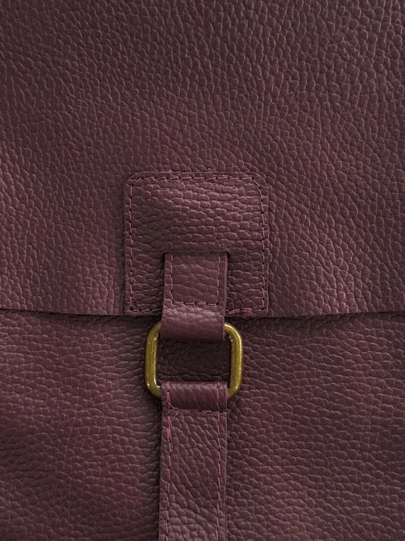 Sac bandoulière en cuir grainé COQUETTE Prune