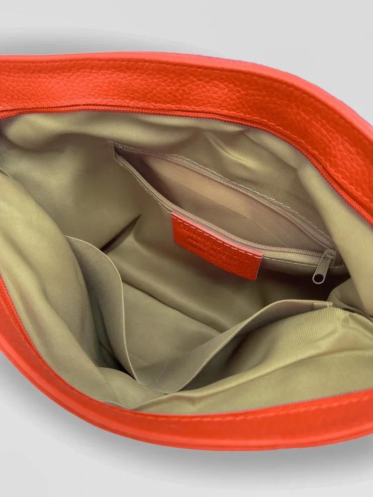 Sac bandoulière en cuir grainé COQUETTE Orange Mandarine