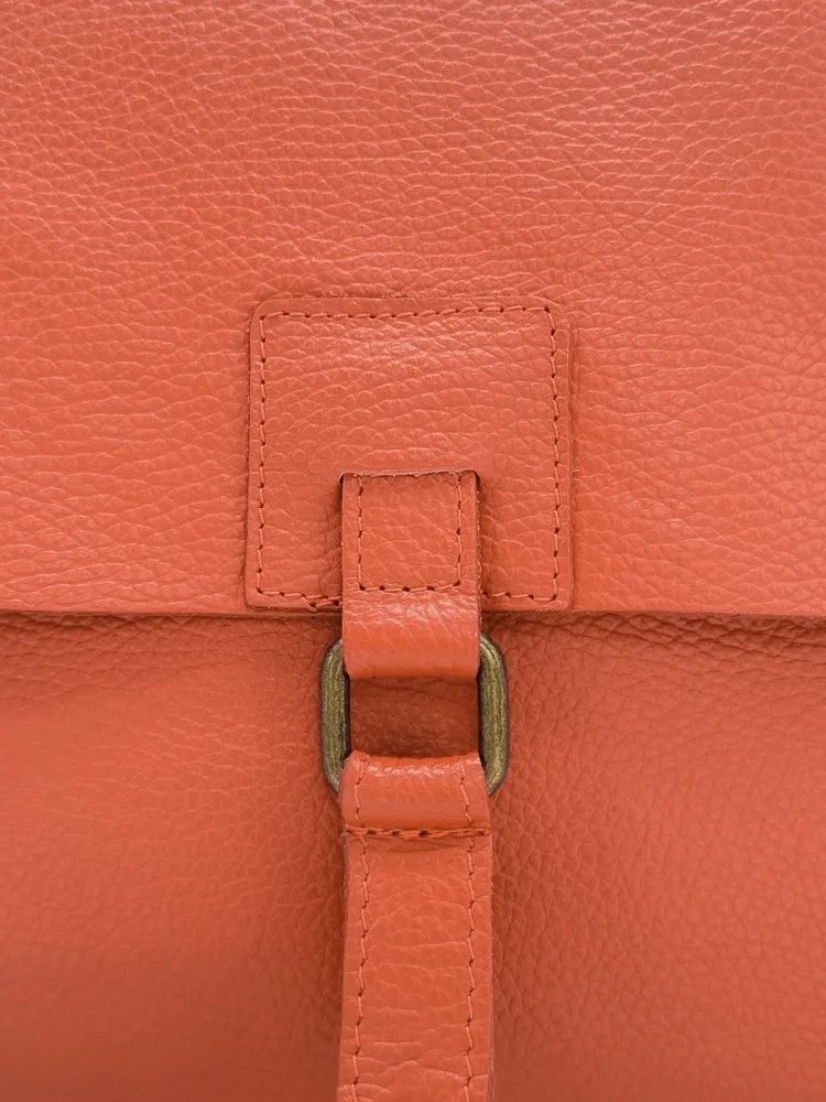 Sac bandoulière en cuir grainé COQUETTE Orange Mandarine