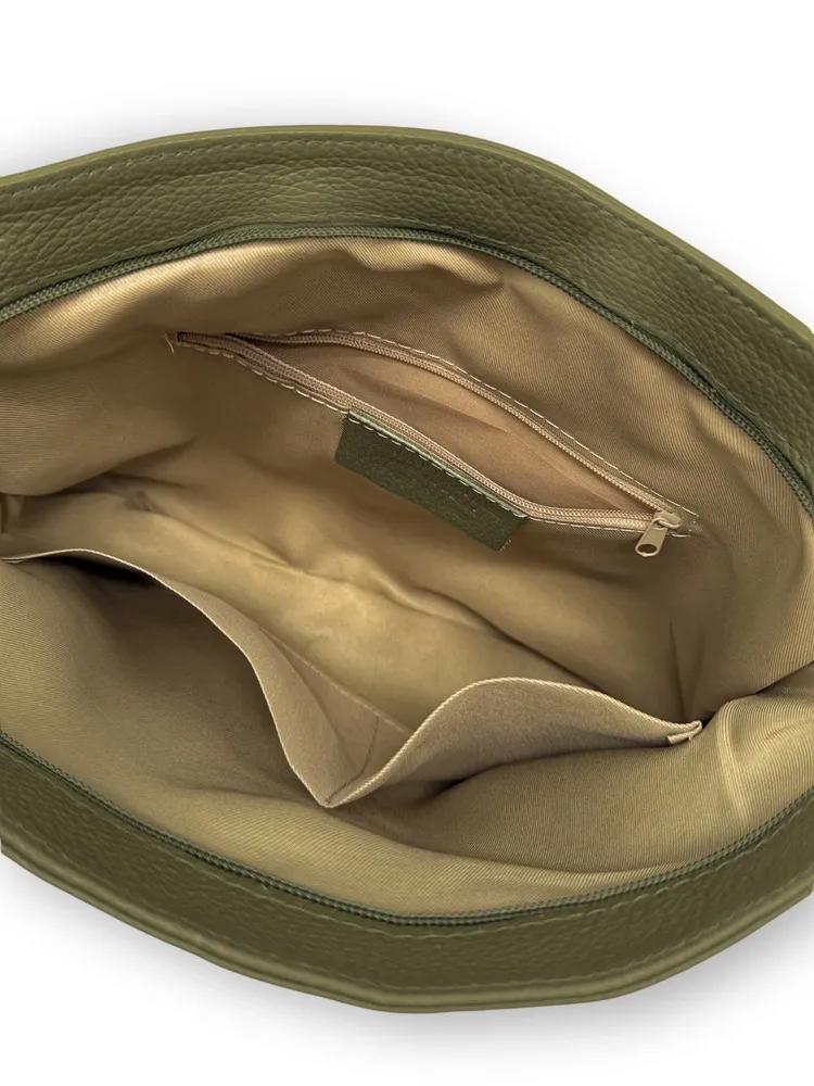 Sac bandoulière en cuir grainé COQUETTE Vert Kaki